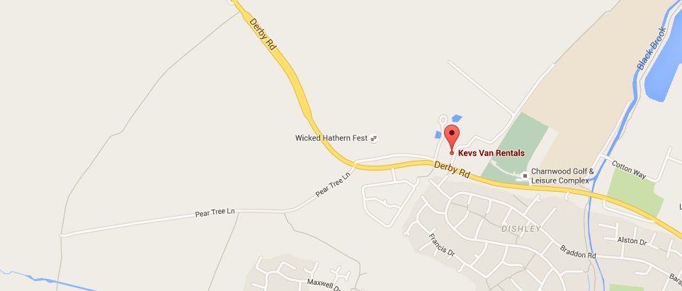 Map showing Kev's Van Sales location in Loughborough